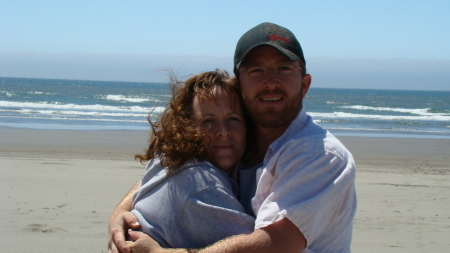 My wife and I at Fort Stevens Beach in Astoria