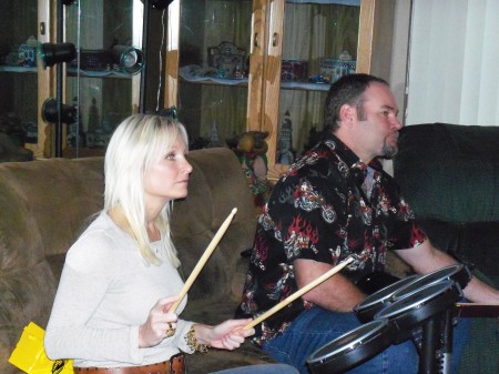 My daughter and oldest son playing Rock Band