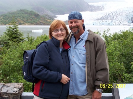 Wife and I at Mendenhall Glacier, Alaska