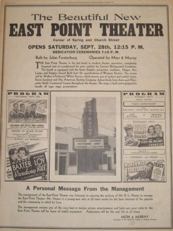 east point theater - grand opening ad