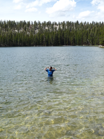 Swimming in Moraine Lake