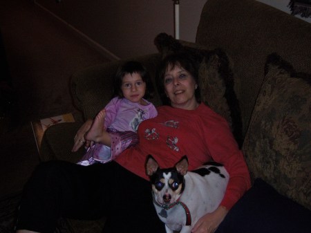 Wife Margaret, Hailey and Patch the dog.