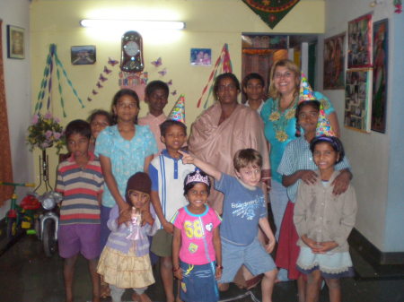 Gaby, our sponsored Indian family and me