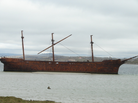 Old sailing ship in the Falkland Islands