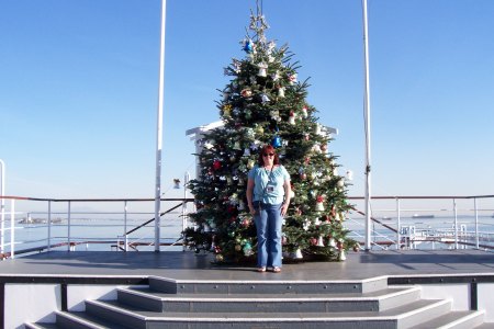 On the deck of the Queen Mary