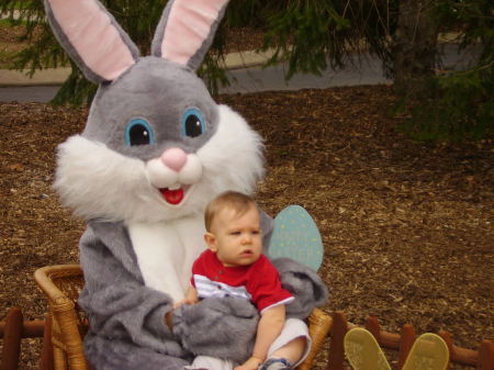 Ben is not impressed with the large bunny