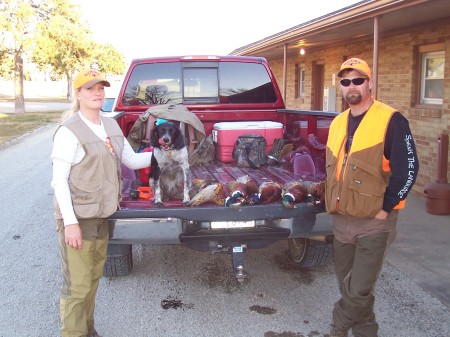 Trish, Sadie & I in Kansas pheasant hunting