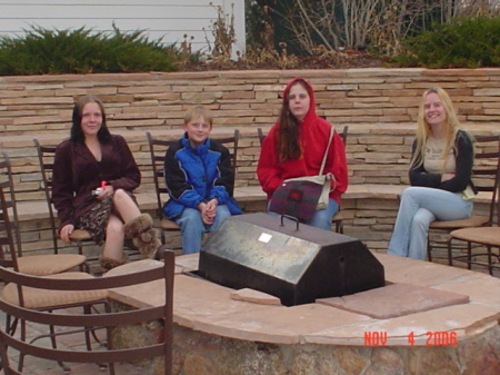 The gals (and Dax) at the firepit