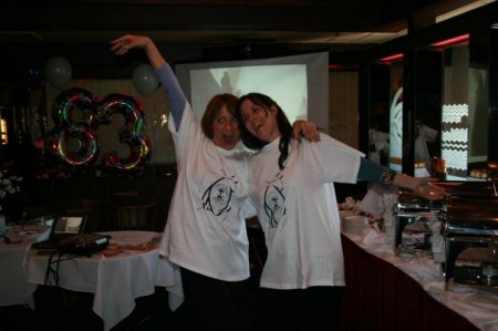 Jenny and me showing off our T-Shirts