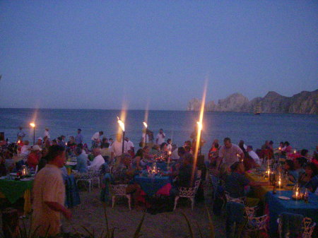 Sunset dining on the beach.
