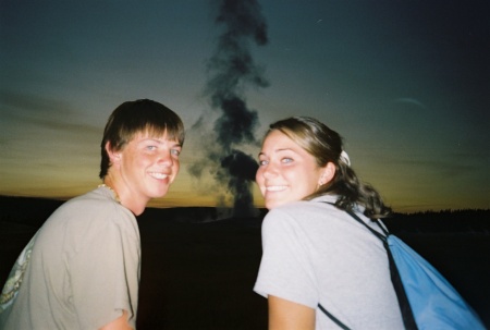 Stephen and cousin Melanie at Old Faithful