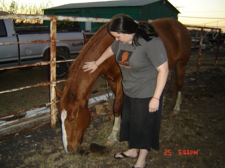 Candice petting Rusty