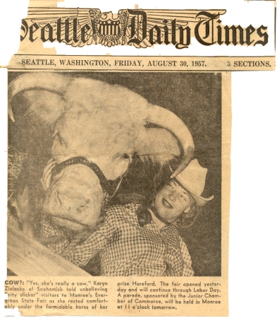 1957 Evergreen Fair/ Karyn & MaryLou her cow