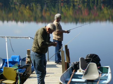 My brother Ed and Ifishing off his dock.