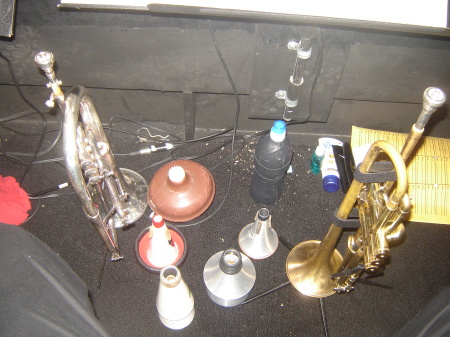 My horns and mutes for the show, Chicago