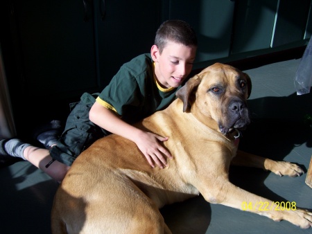 James (one of our fosterkids & Sammy (our dog)
