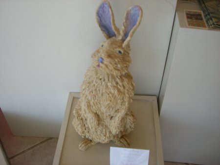large rabbit sculpture by pamela