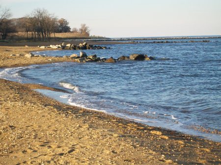 the shore line at sandy point