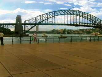 The Sydney Harbor bridge behind me at the SOH