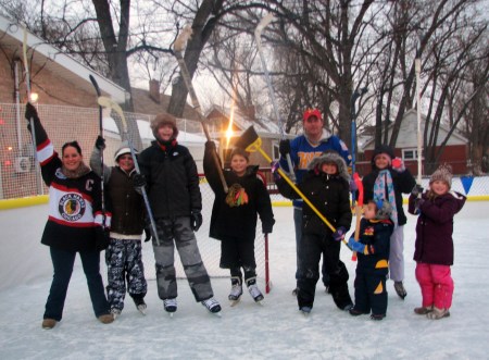 Drost, Coffman & Michalski Families on Rink