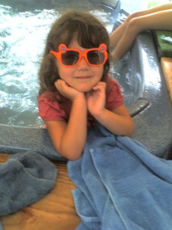 my great niece in our hot tub