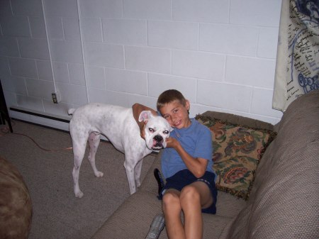 Two of the kids, Seth and my dog Tate