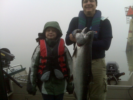 Dad (Dave) with Matt's 37lb. Salmon