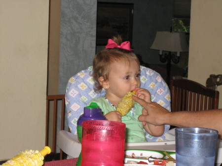 Aydra Eating Her First NE Corn on the Cob
