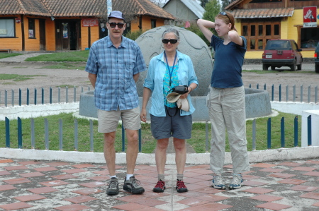 With Anne & Gemma, at the equator in Ecuador