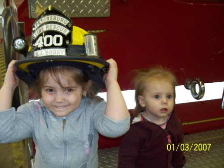 Trying on poppies helmet.