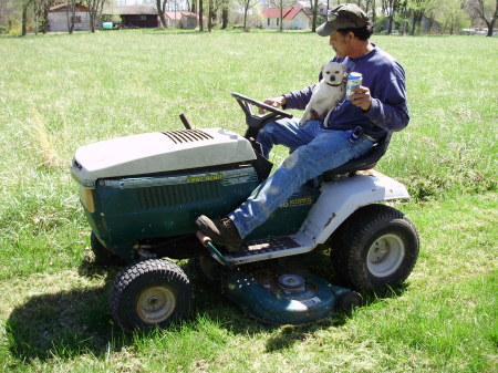 Robert and Toby mowing