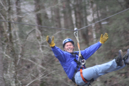 Ziplining down Mountain in TN