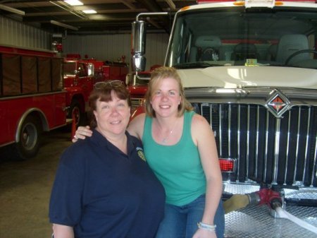 Meredith visiting me at the fire house