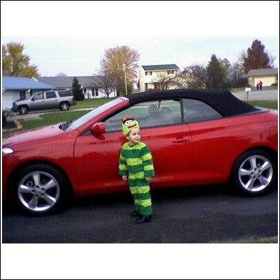 Cayden getting ready to go trick or treating.