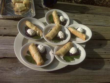 Spanish Rolls with soft cheese and a wine sauc