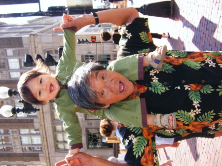 #1 grandson and I in the streets of Boston
