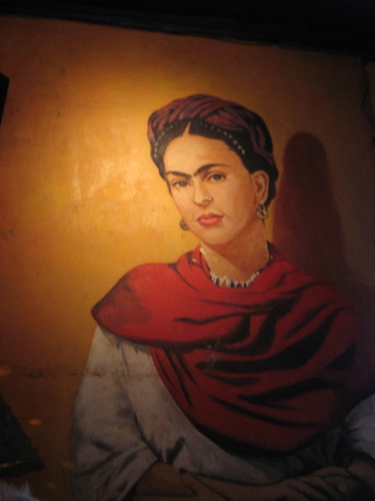 A painting on the wall in the restaurant