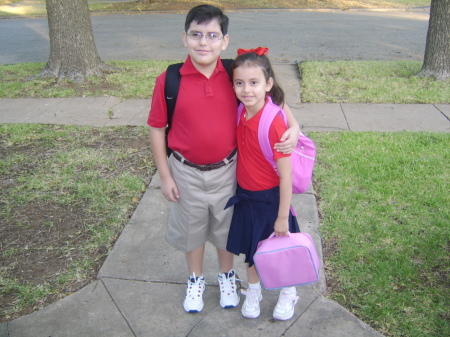 Matthew and Marie first day of school. 2009