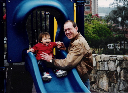 John Hilliard with daughter in Hong Kong