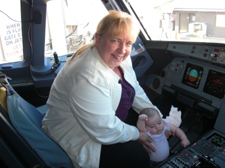 Grammy and Jacie flying the JET to MIAMI.