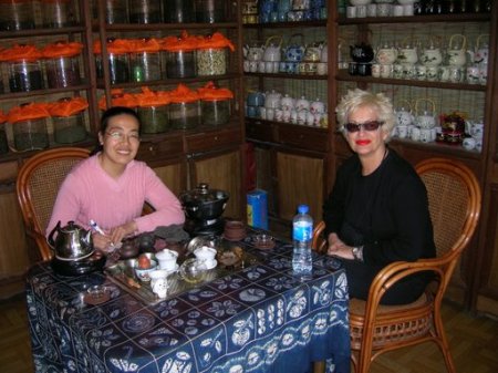 Donnie having tea with Alice