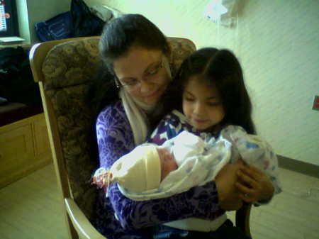My Sis, niece and new born grandson