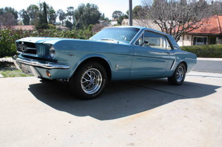 A 1965 Ford Mustang (Silver Blue)