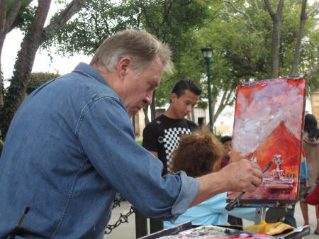 Robert Burridge, painting at the Plaza