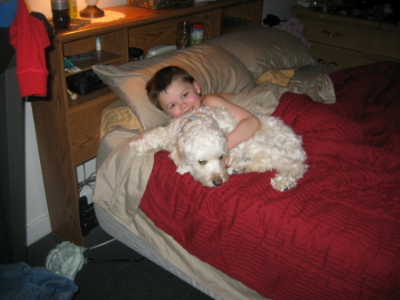 My son and puppy