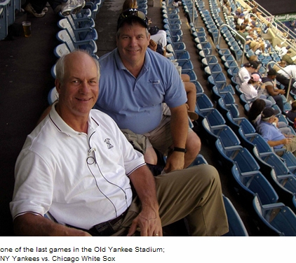 Twin brother Mike and me at a Yankees game