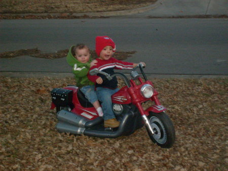 both grandsons on their Harley