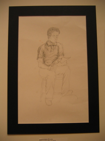 Alex's beginning of a sketch of a man reading.
