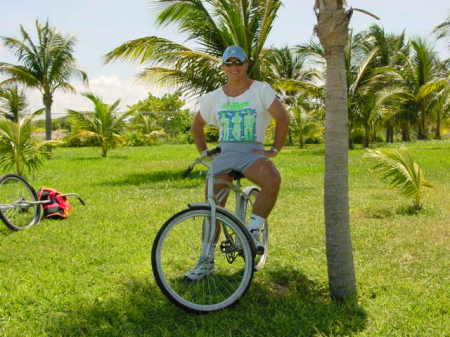 Riding the bike in the Riviera Maya.