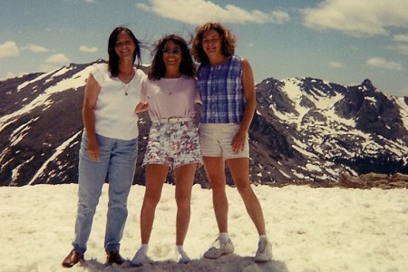 With friends Barb & Peg atop the Rockies, 2003